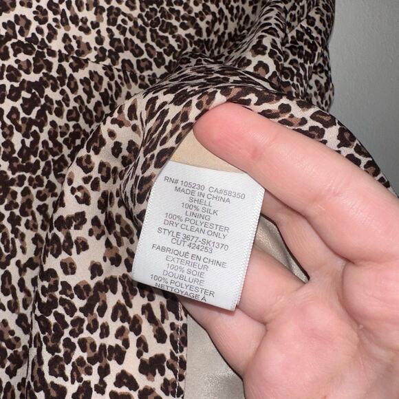 Joie Leopard Silk Mini Skirt Size 8 Cheetah Print Brown Tan Lined Skirt - Picture 5 of 6